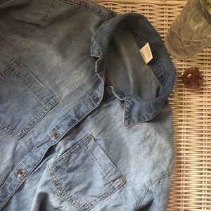 Long sleeve denim blue button down shirt
